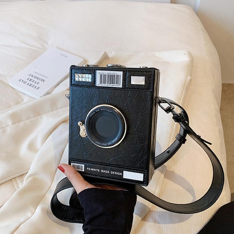 Camera Box Shaped Shoulder Tote Bag Top Handle Purse Crossbody Handbag for Women Girls