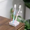 Creative Toothbrush Holder Stand with Resin Stone Base,304 Stainless Steel, Multi-Slot Bathroom Organizer for Toothbrushes, Makeup Brushes, Razors