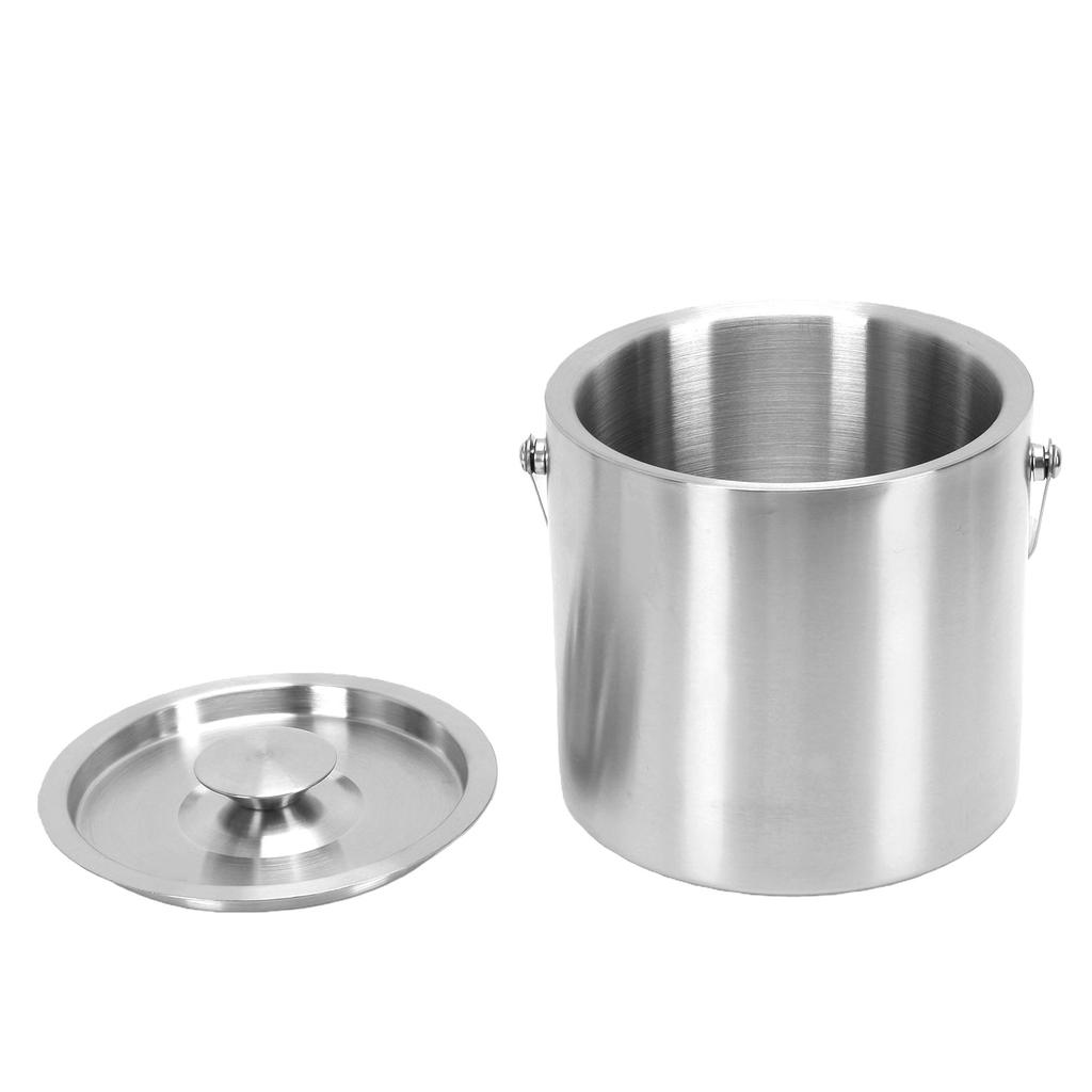 Ice Bucket with Lid 3L Stainless Steel Double Wall Insulated Ice Bucket Wine Drink Container Holder for Beer Cocktail