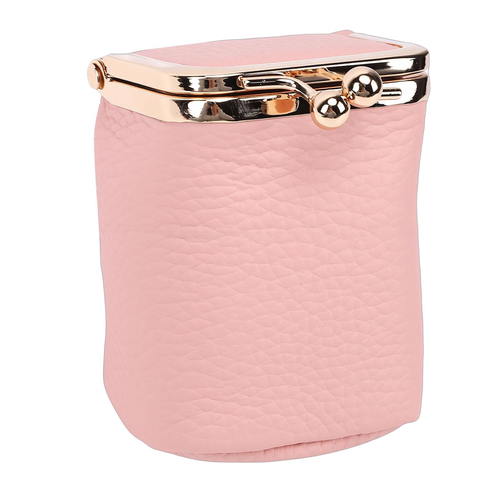 

Leather Lipstick Case with Mirror Metal Lock Makeup Pouch Travel Mini Cosmetic Case for Women Credit Card Holder Gift розовый