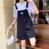 Women's Korean-Style Loose Denim Overalls - Slimming, Casual Wide-Leg Shorts 2025 Summer Collection