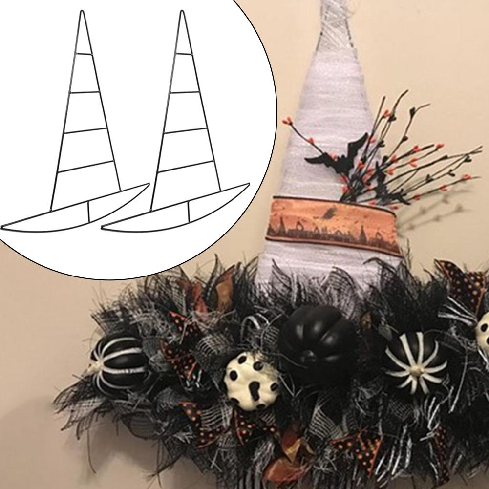 Stylish and Spooky Witch Hat Shaped Wreath Frame for Halloween Decor