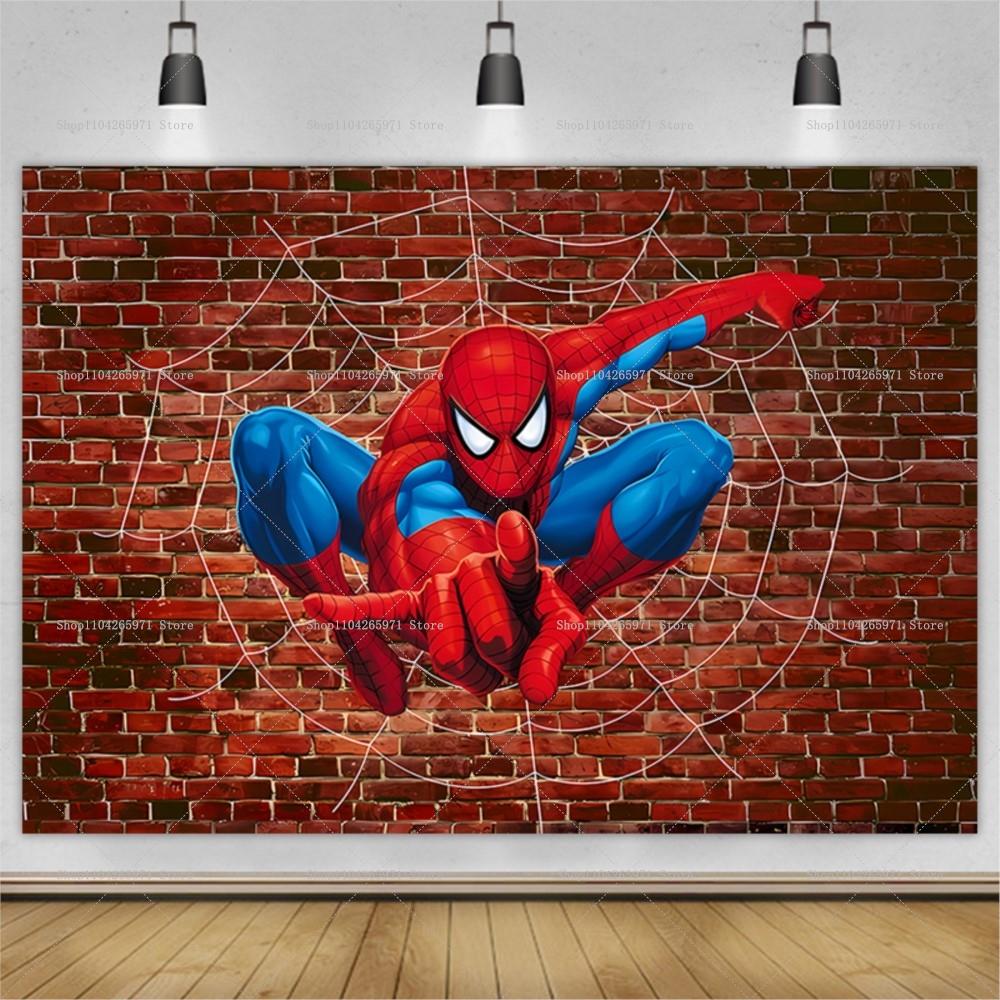 Spiderman Theme Baby Boys Birthday Party Decorations Vinyl Photography Backdrops Party Background For Photo Studio
