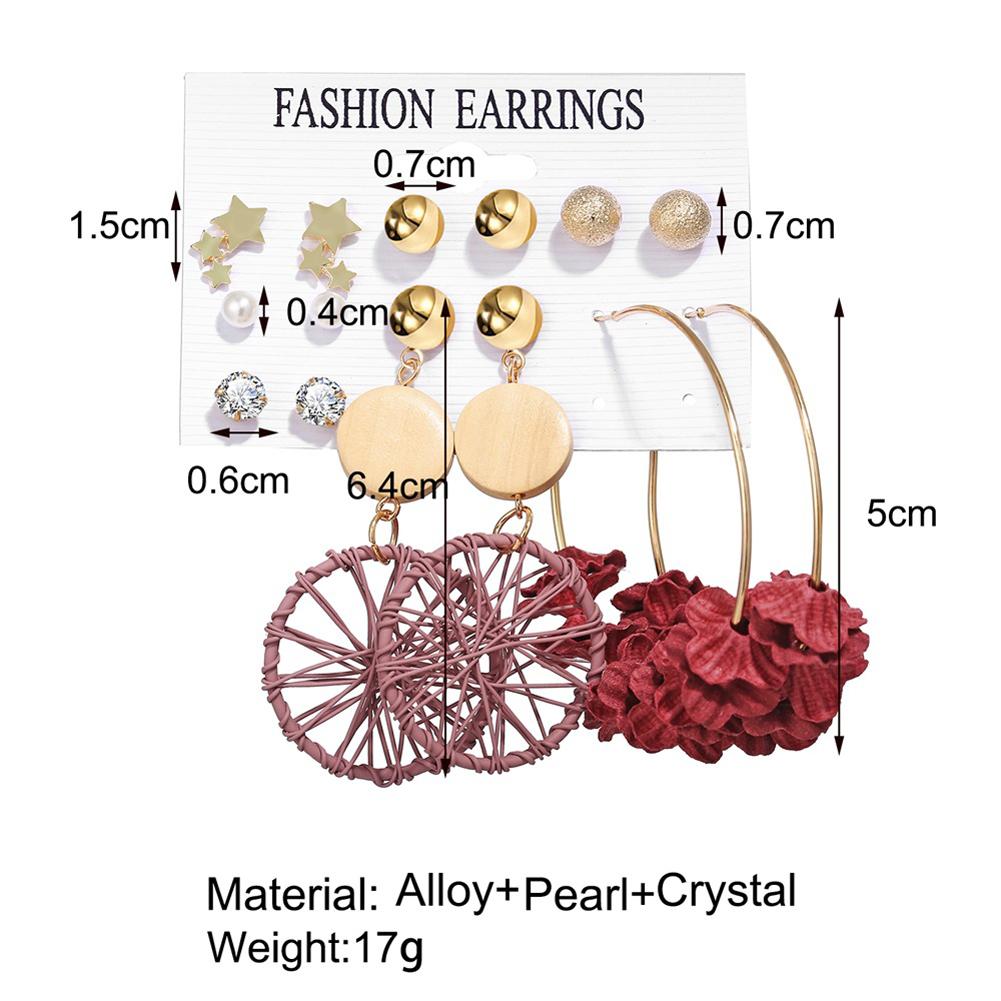 6 pairs/Set Of Women'S Earrings Simple Unisex Dream Catcher Flower Earrings