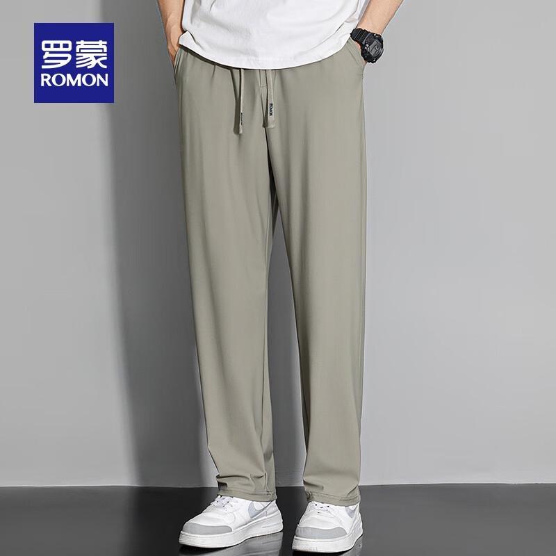 Romon Men's Ice Silk Straight Casual Pants
