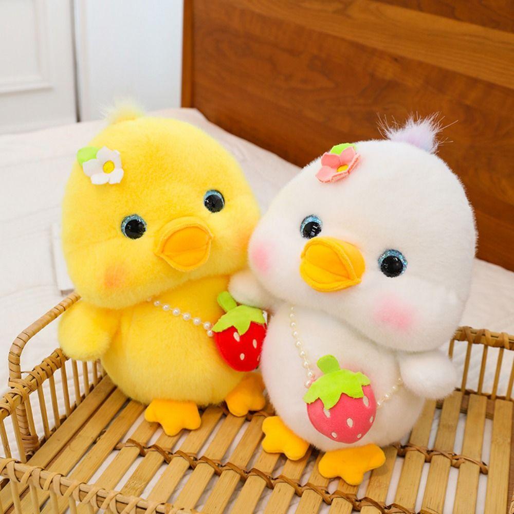 3d Eyes Pressing Music Duck Plush Toy Hairy Yellow Duck Plush Doll Friends Birthday Gifts