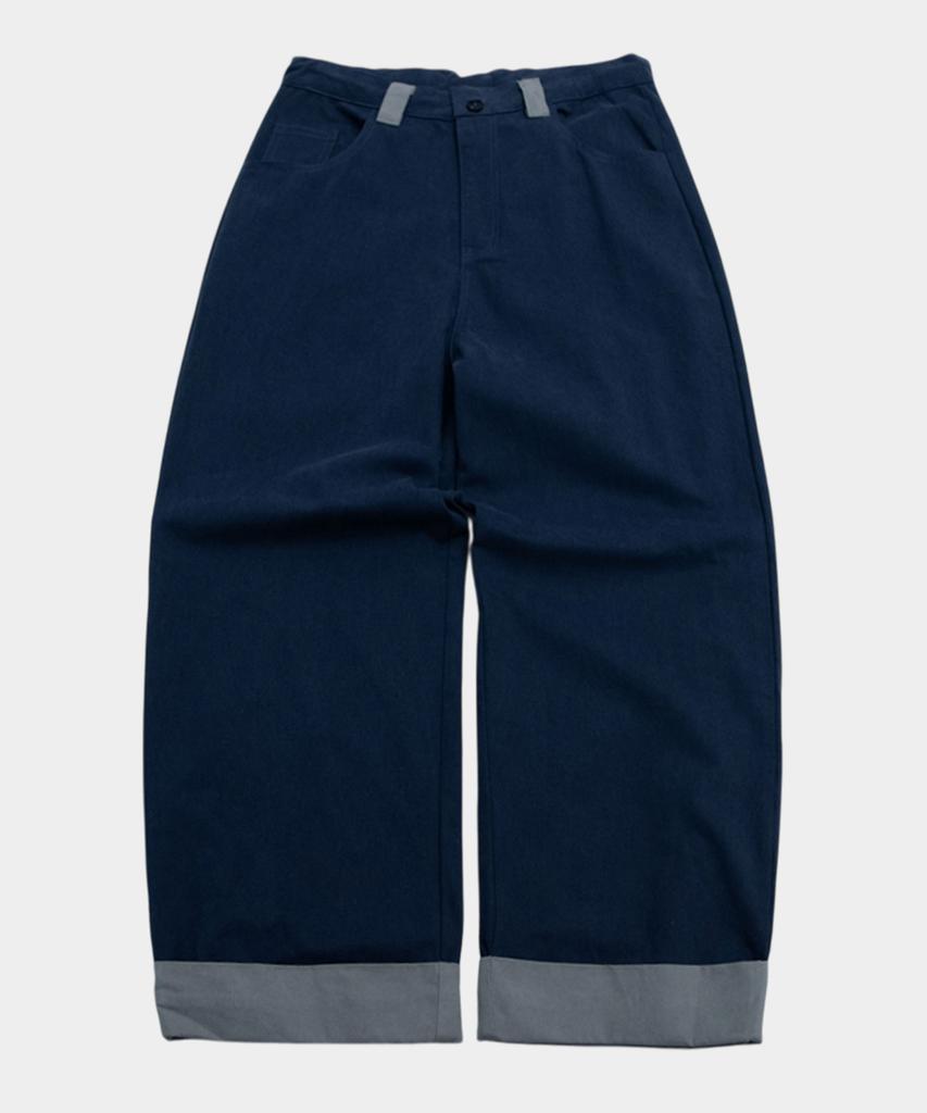 SOMEPLACE MAN Basic Color Block Rolled-Up Pocket Detail Oversized Wide Fit Cotton Pants_2 Colors