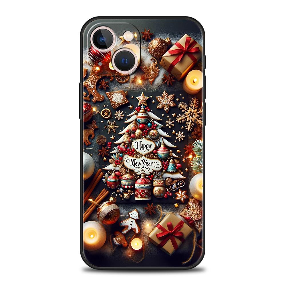 

New Year Christmas Phone Case for iPhone 16 15 14 13 12 Pro Max 11 Pro Max 7 8 Plus 16E XR Shockproof Soft TPU Shell Fundas Bags iPhone XR