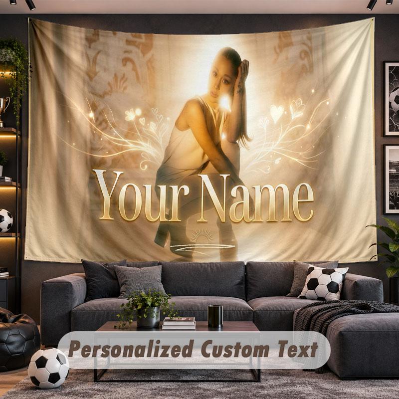 Wall Hanging Tapestry Custom NameAriana Grande Pattern Personalized Printed Fabric Wall Decor
