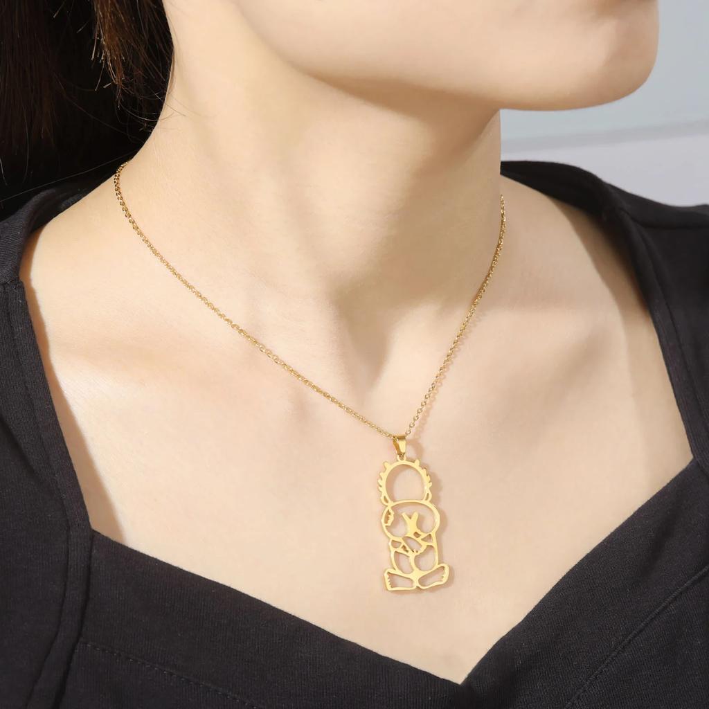 Cazador Stainless Steel Handala Boy Hanzala Pendant Necklaces for Women Men Chain On Neck Gift Jewelry