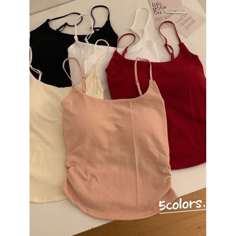 

New Arrival Pure Sweet and Spicy Stylish Pleated Suspender Vest Women s Chest Pad Inner Wear Outer Wear Silm Beautiful Back Clothes Summer Pink One size
