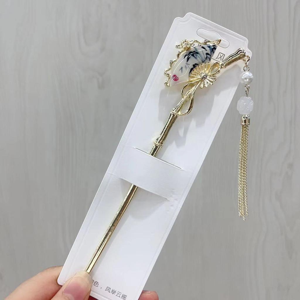 Fairy Flower Tassel Hairpin For Women Handmade Oil Dripping Floral Hair Stick Jewelry Metal Hair Accessories Girls Hair Pin 1pc