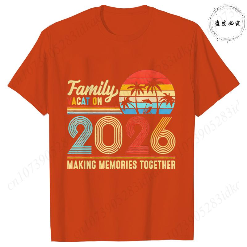 Family Vacation 2026 Retro T-shirts: Vintage Sunset Palm Graphic Tops Fashion Unisex & Unisex Making Memories Together Vacation Tees
