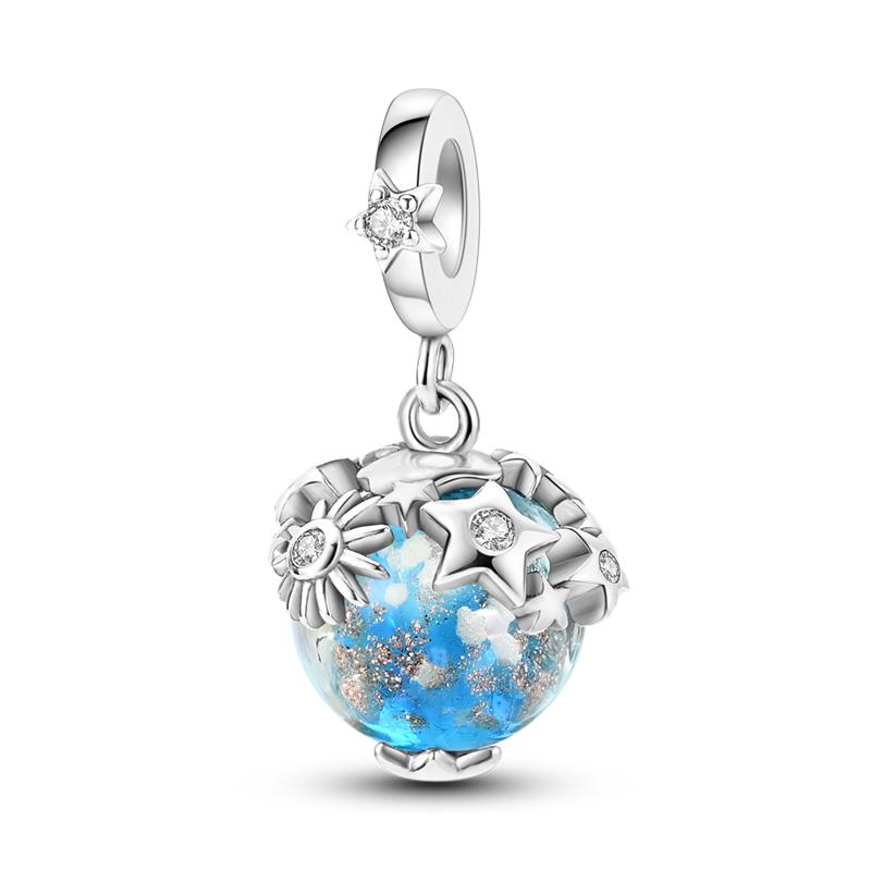 100% Copperdance Of Snowflakes Charms Fit Pan Original Bracelets Winter Love Bead Luminous Pendant Diy Jewelry Making