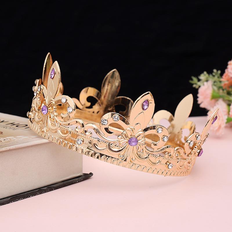 Men's Golden King's Crown Headwear Adult Birthday Crown Halloween Stage Opera Performance Unisex