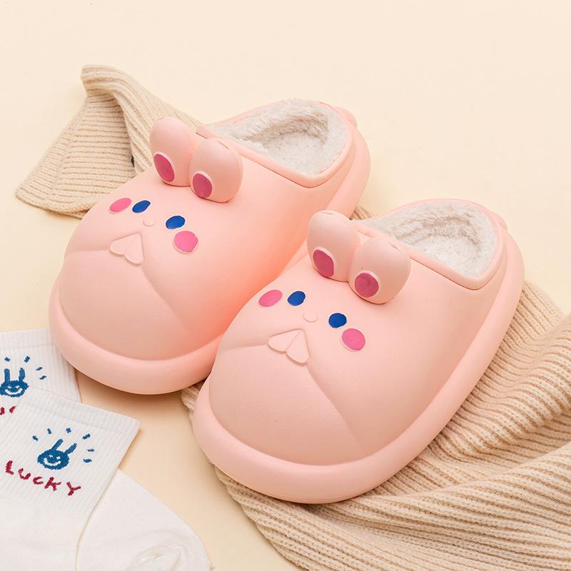 

Children s waterproof cotton slippers women s autumn and winter home household warm cute parent-child cotton mop plush winter 36-37 [Suitable for 35-36 feet] рожевий