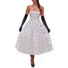 European and American women's polka dot strapless dress, French Hepburn-style waist-cinching fashion
