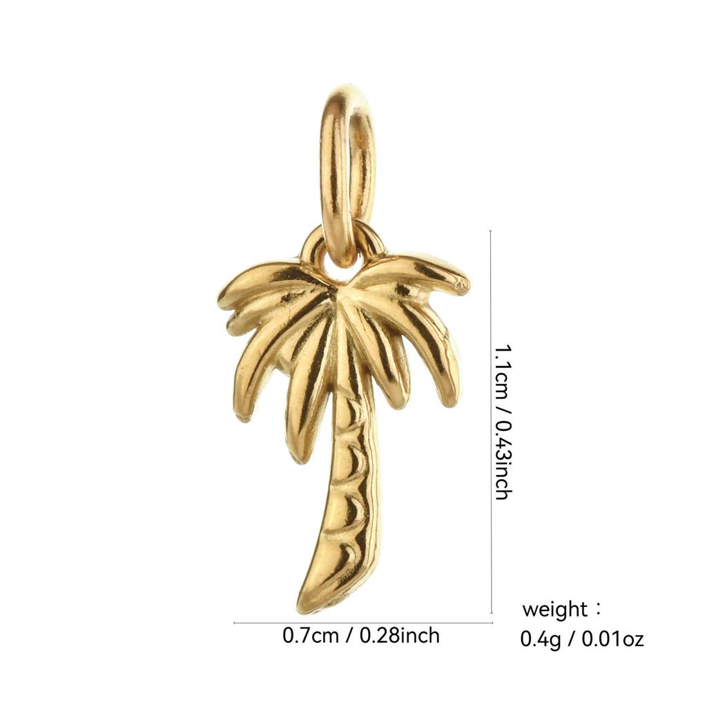 Colorful Temperament Stainless Steel Coconut Tree and Flower Pendant for Jewelry and Keychains