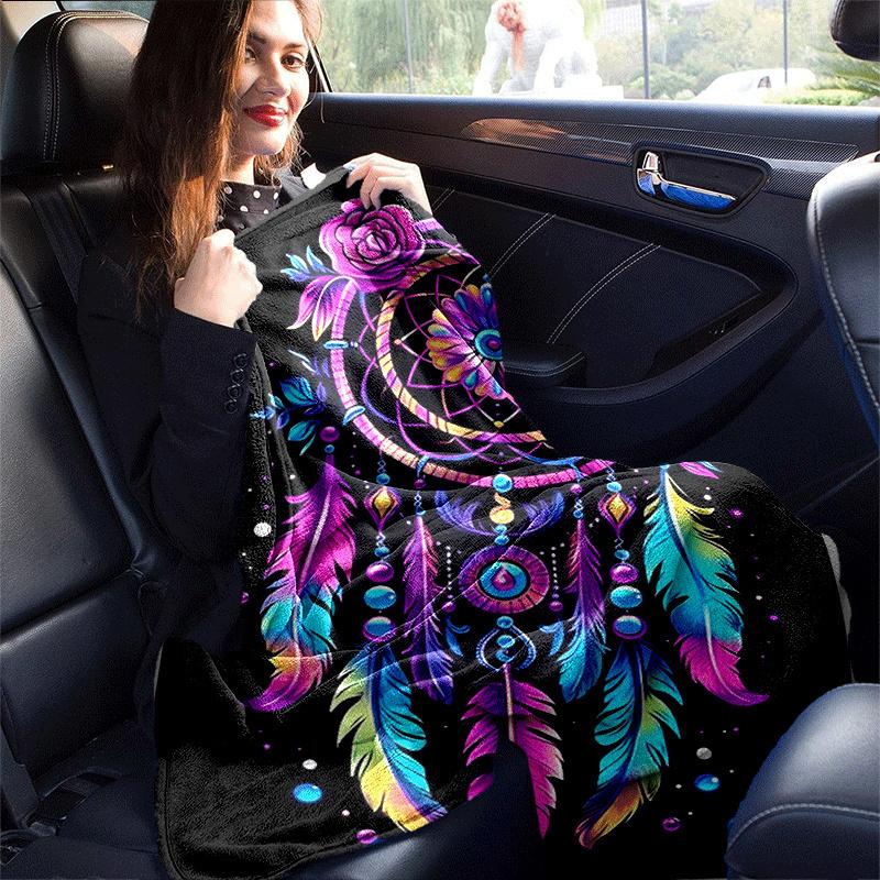 1pc Dream Catcher Printing Lightweight Flannel Blanket, Comfortable and Warm Blanket, for Camping Sofa Bed and Couch Office, Gift