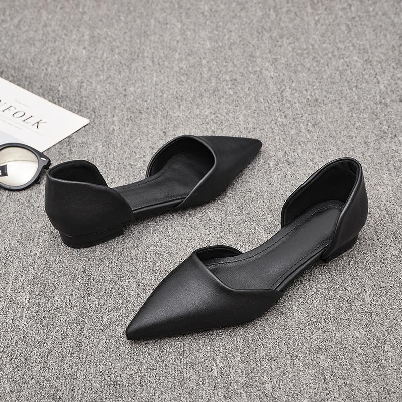 Mode Ballerinaskor Dam 2025 Sommar Ny Spetsig Tå Låg Urringning Enkel Sko Låga Ihåliga Sandaler Baotou Damsko zapatillas mujer
