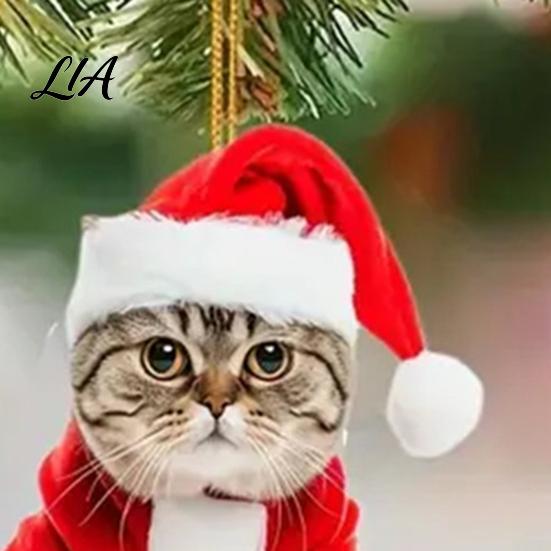 Holiday Hanging Decorations Christmas Advent Calendar with 24 Acrylic Cat Ornaments, Countdown Decor Party Favors for Tree Backpack, Cute Kitten