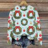 Women's Casual Long Sleeve Christmas Print Neck Pullover Sweatshirt Top