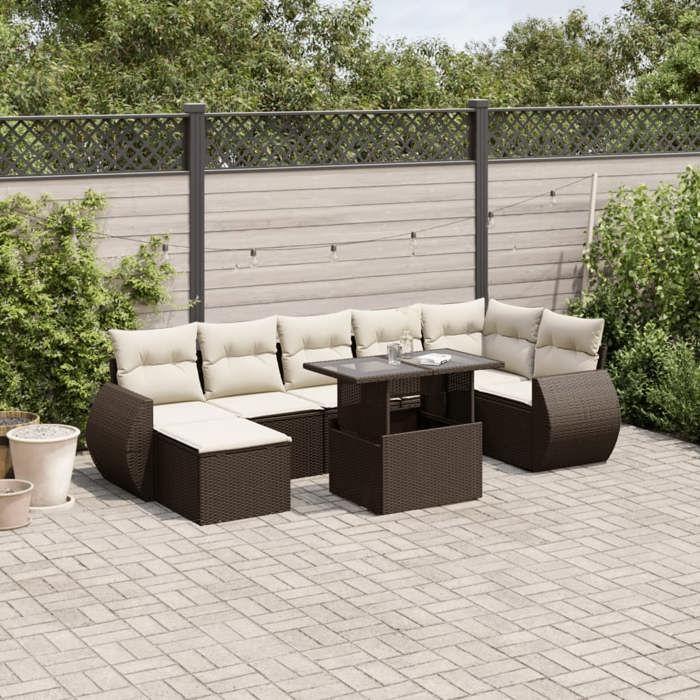 VidaXL Garden Lounge Set 8 Pcs with Brown Cushions Wicker 3268693