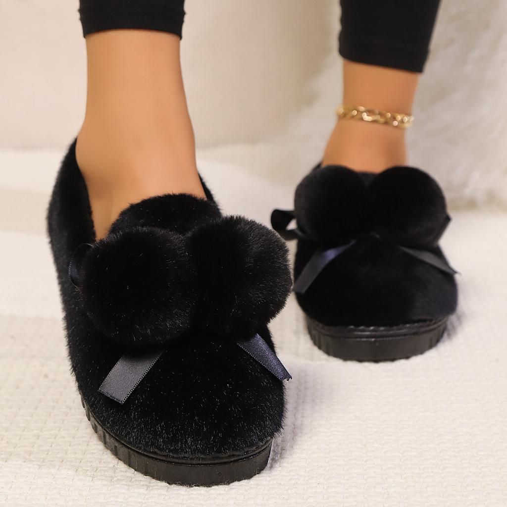 Herbst und Winter neue große Schleife Baumwollstiefel trendiger Druck Samt warme Schneestiefel Damen