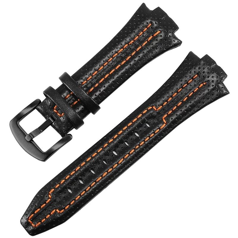 Genuine Leather Watch Strap Convex Mouth 27mmx15mm For Seiko Watchband Sportura Series SNL029P2-SNL021P1 SNL595P2 SNL017P1
