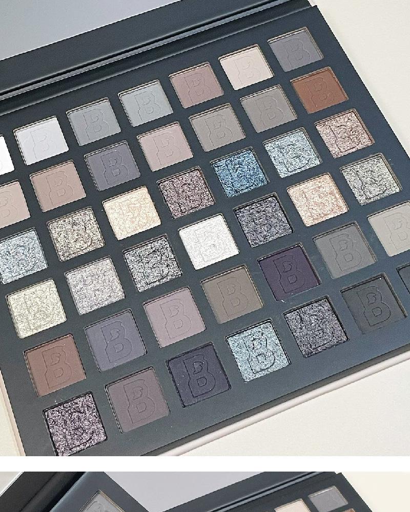 42-Color Smoky Eyeshadow Palette: Matte, Pearlescent, Glitter, Highlight, Cement Gray