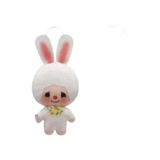 White Rabbit Monchhichi Floral Stuffed Animal Charm Official Size Approx. 8cm