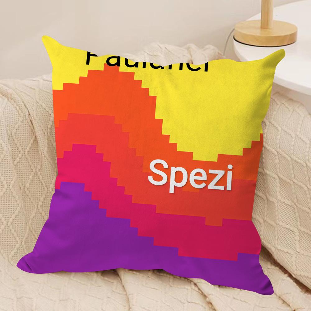 PPaulaner Spezi Logo Cushion Cover Silky Short Plush DoubleSided Printed Pillow Case for Sofa All Seasons Home Decor Gift