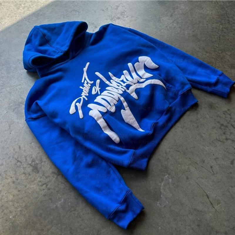 European and American Autumn and Winter Letter Foam Printed Retro Men's and Women's Hip-hop Loose Couple Hoodie