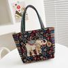 Cartoon embroidered canvas handbag women's bag casual handbag office worker small satchel