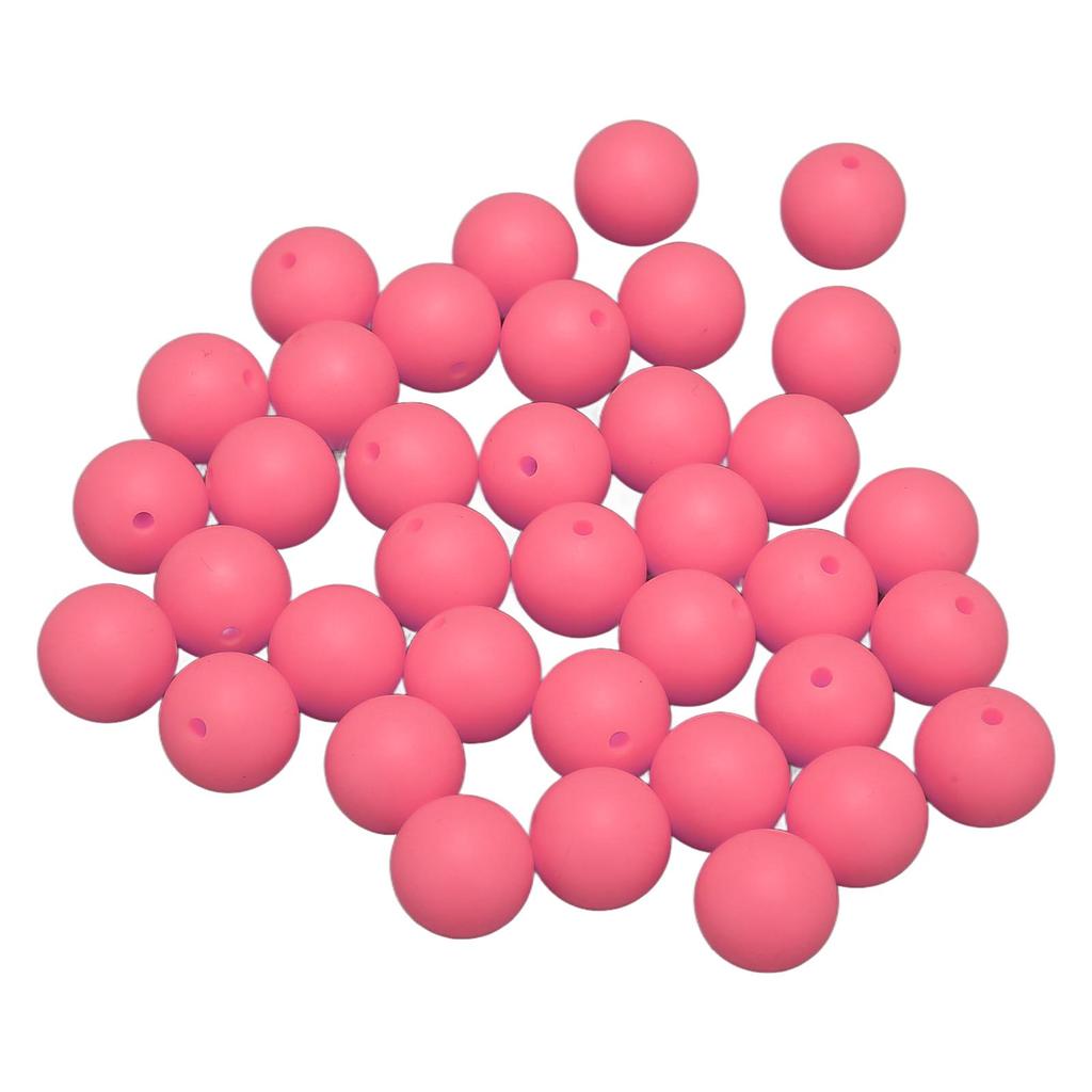 105pcs 15mm Silicone Beads Bulk Round Silicone Beads Loose Beads for Bracelet Necklace Keychain Making Baby Pink