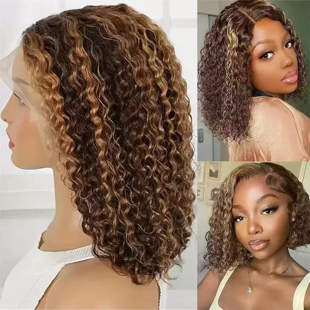 African Women Tight Curl Wig European and American Style Women’s Ombre Short Curly Synthetic Full Wig