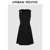 UR2026 Women's Summer Asymmetrical Ruched Golden Button Dress