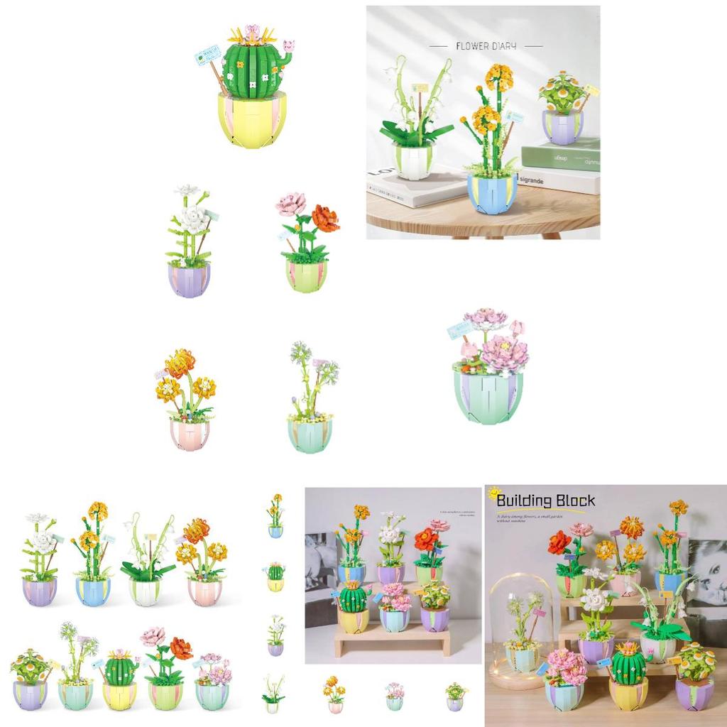 Diy Rose Sunflower Eternal Flower Desktop Decoration Teacher's Day Bouquet Intelligent Assembly Building Blocks Toy
