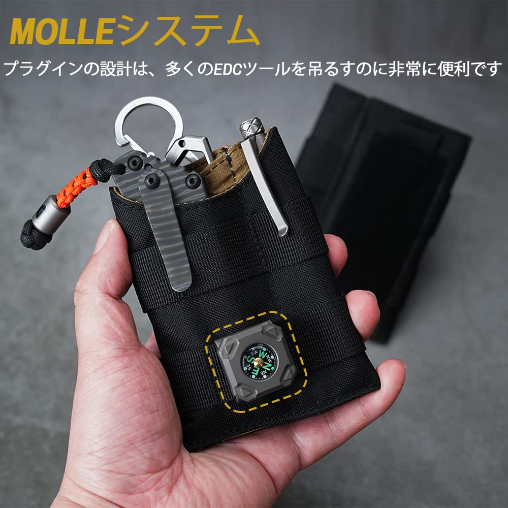 VIPERADE VE9 Pocket EDC Pocket Organizer with DIY Patch Nylon EDC Pouch with 3 Tool Storage Pockets for Everyday Carry Organizer, Men's Area, (Black)