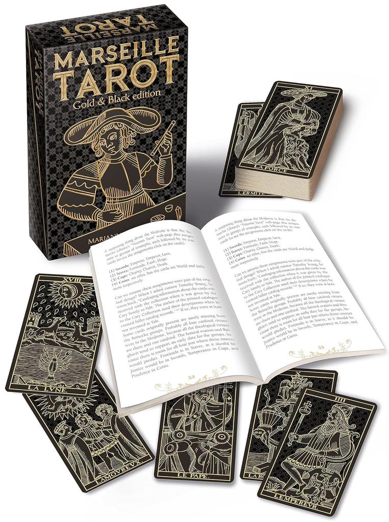 Kancharo Tarot Card Set of Marseille Gold Black Includes Japanese Tarot Card Instructions Pouch 78-Card [Tarot & Edition] & (Authentic)