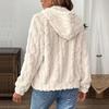Women'S Plush Fleece Hooded Zip Up Jacket Casual Solid Color Polyester Coat Fall Winter Outerwear  Adult Knitwear