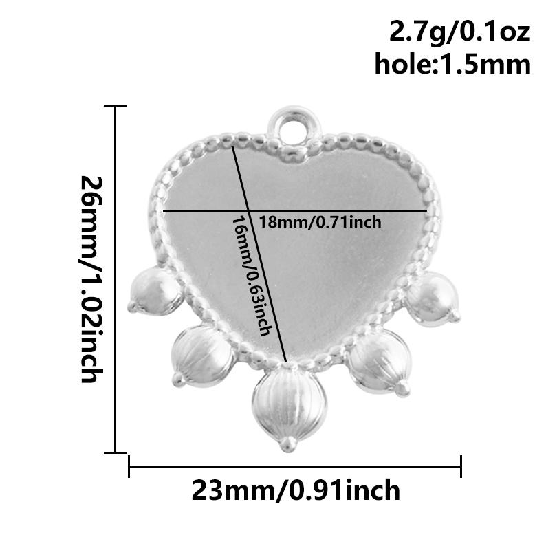 6pcs High Quality Assorted Stainless Steel Heart Charms For Jewelry Making Bracelets Keychain Pendant DIY Women Men Pendant Bulk