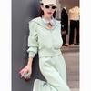 2025 Chic European Women's Spring Tracksuit: Hooded Sweatshirt & Wide-Leg Pants Two-Piece Set