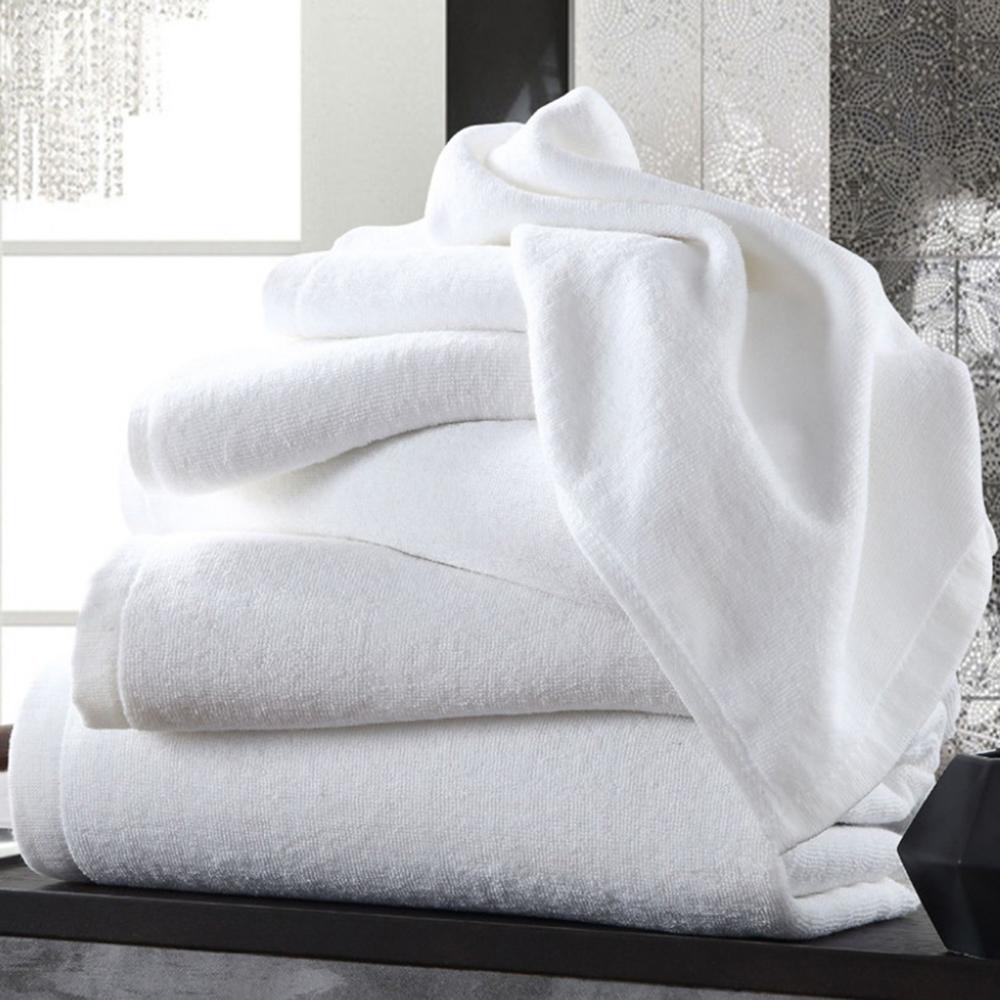 70CMX140CM White Cotton Towel Super Absorbent Lightweight Washcloth for Hotel Home Bathroom Spa Gym