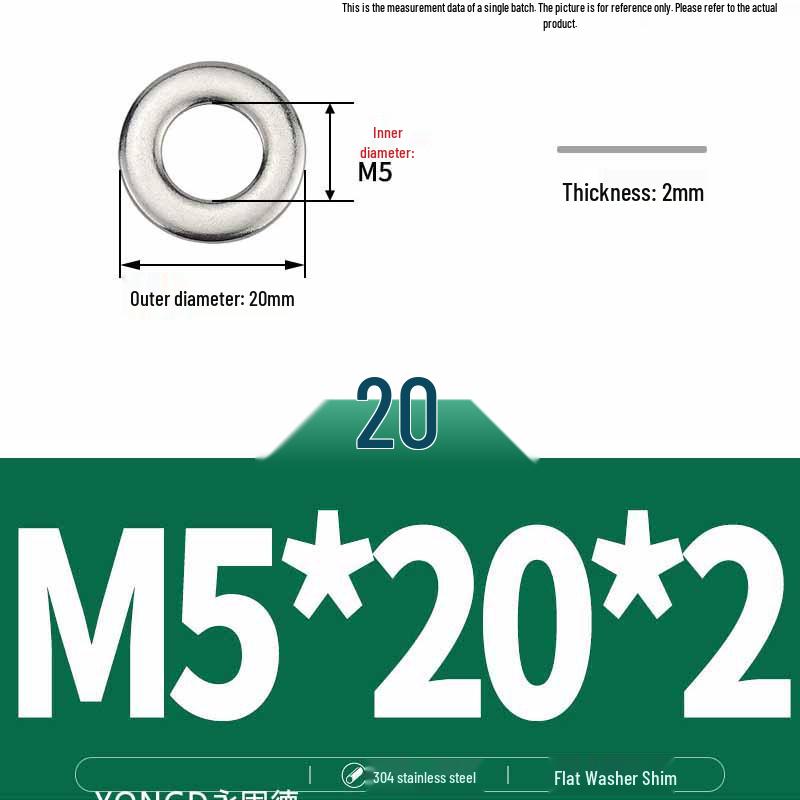304 Stainless Steel Thickened Flat Washer / Ultra-thin Metal Gasket, Sizes M1.6-M10