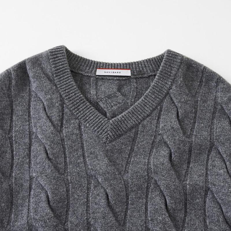 Navigare Women's 100% Merino Wool V-Neck Long Sleeve Knit Sweater