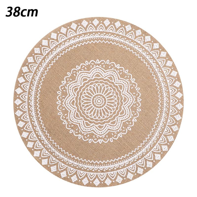 Boho Mandala Round Placemats Heat-Resistant Linen-Cotton Table Mats Washable Non-Slip Dining Decor
