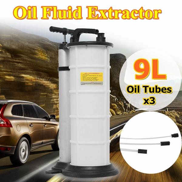 9L Vacuum Oil Fluid Extractor Pump Petrol Fluid Transfer Engine Motorbike Car Oil Manual Suction Pump Black&White 31x25x65cm