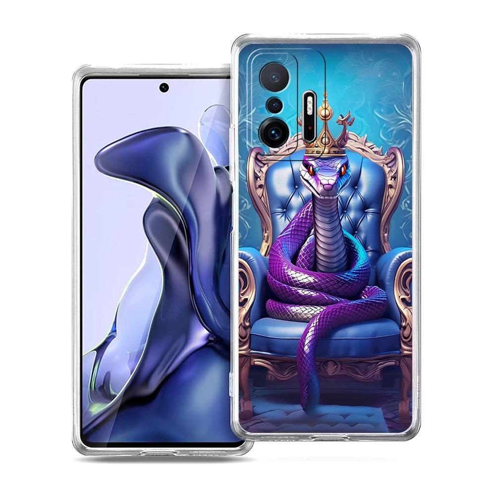 

Прозрачный чехол для телефона для Xiaomi Mi 14 13 12 11 Ultra 13T 12T 11T Poco X3 NFC F3 F6 Pro Lite 5G Мягкий ТПУ корпус Змея Новый год Xiaomi Poco F6