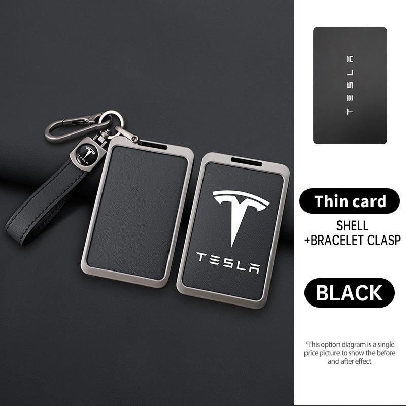 Leather Car Smart Remote NFC Card Key Cover Case Holder Shell Bag for Tesla Model 3 Model Y Protector Auto Keychain Accessories